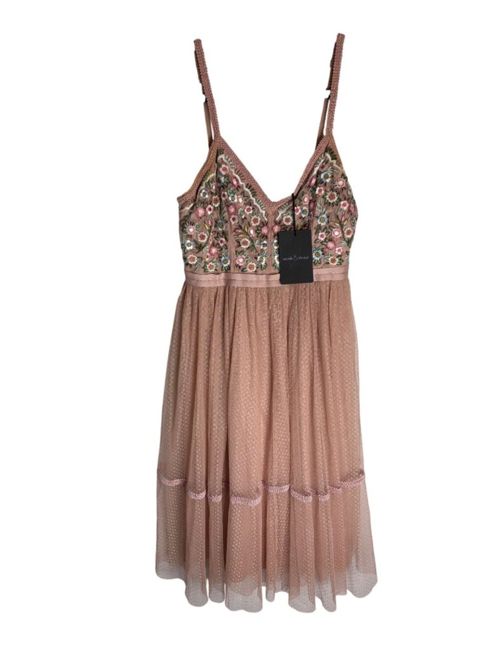 NWT Needle & Thread Blush Pink Floral Midi Dress-sz 4 - Picture 8 of 11